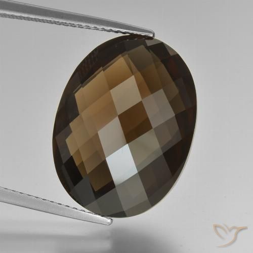 15.80ct 자연스러운 초콜릿 브라운 스모키 쿼츠, 타원형, VVS
