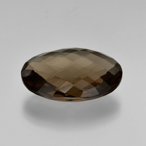 13.09캐럿 천연 미디엄 브라운 스모키 쿼츠, 타원형 컷, 20.1×15 mm, VVS