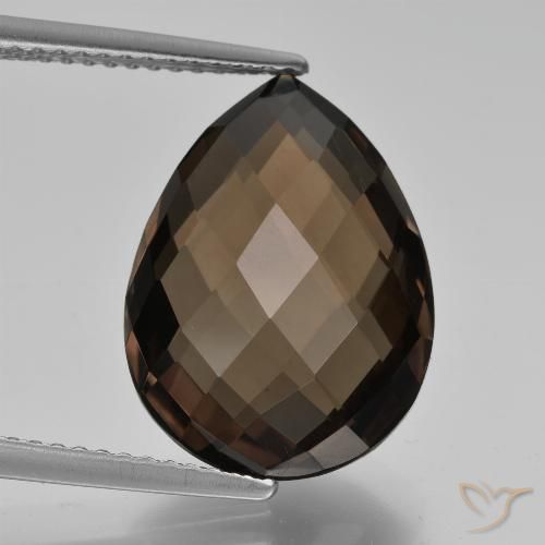 8.17ct 자연스러운 갈색 스모키 쿼츠, 배 모양, VVS