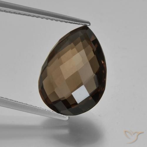 7.93ct 자연스러운 초콜릿 브라운 스모키 쿼츠, 배 모양, VVS-VS