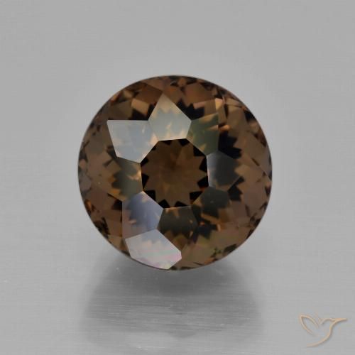 5.23ct 자연스러운 히코리 브라운 스모키 쿼츠, 둥근, VVS-VS