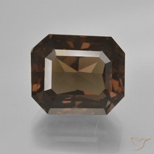 8.66ct 자연스러운 엄버 브라운 스모키 쿼츠, 에메랄드 컷, VVS-VS