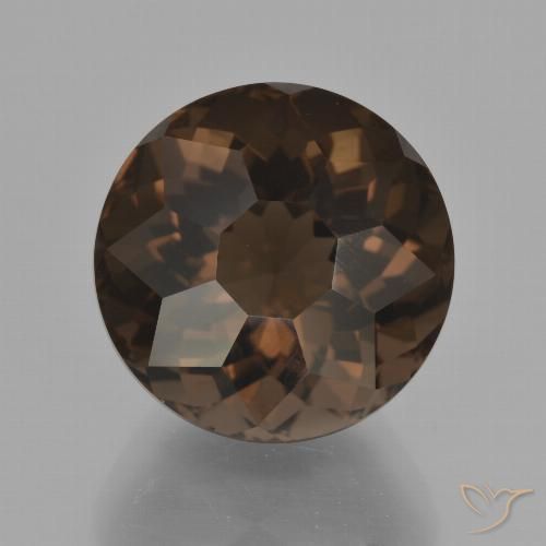 10.75ct 자연스러운 히코리 브라운 스모키 쿼츠, 둥근, VVS-VS