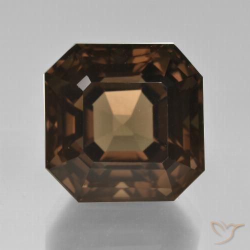12.31ct 자연스러운 미디엄 브라운 스모키 쿼츠, 에메랄드 컷, VVS