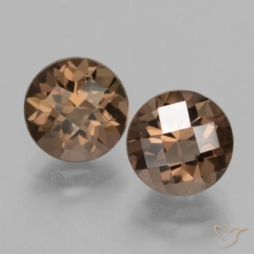 3.91캐럿 천연 미디엄 브라운 스모키 쿼츠 보석, 라운드 컷, 8.17 mm, VVS-VS