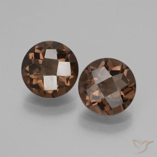 3.49캐럿 천연 미디엄 브라운 스모키 쿼츠 보석, 라운드 컷, 8.06 mm, VS