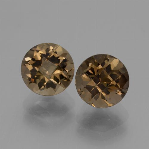 4.14캐럿 천연 웜 브라운 스모키 쿼츠 보석, 라운드 컷, 7.96 mm, VVS-VS