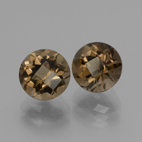4.14캐럿 천연 웜 브라운 스모키 쿼츠 보석, 라운드 컷, 7.96 mm, VVS-VS