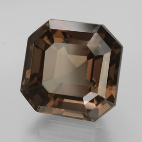 8.90캐럿 천연 엄버 브라운 스모키 쿼츠, 에메랄드 컷, 11.9×11.9 mm, VS