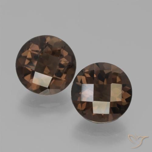 3.70캐럿 천연 미디엄 브라운 스모키 쿼츠 보석, 라운드 컷, 8.09 mm, VVS