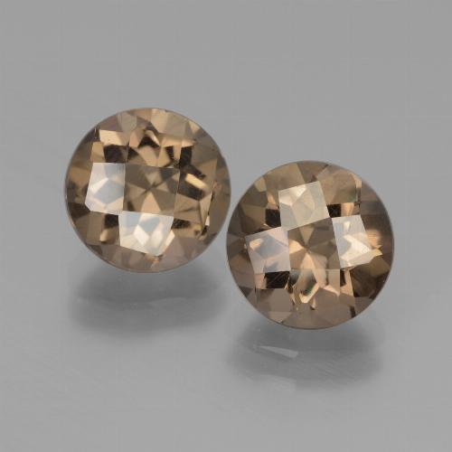 3.52캐럿 천연 라이트 모카 스모키 쿼츠 보석, 라운드 컷, 7.88 mm, VS