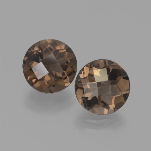 3.65캐럿 천연 웜 브라운 스모키 쿼츠 보석, 라운드 컷, 7.98 mm, VS