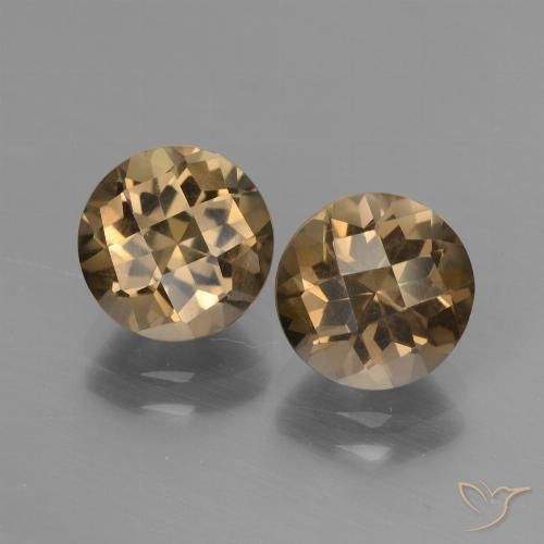 3.58캐럿 천연 미디엄 다크 브라운 스모키 쿼츠 보석, 라운드 컷, 7.89 mm, VS