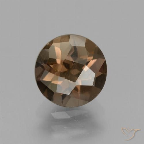 1.57ct 자연스러운 미디엄 브라운 스모키 쿼츠, 둥근, VVS-VS