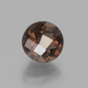 1.57캐럿 천연 다크 브라운 스모키 쿼츠, 라운드 컷, 7.38 mm, VVS-VS