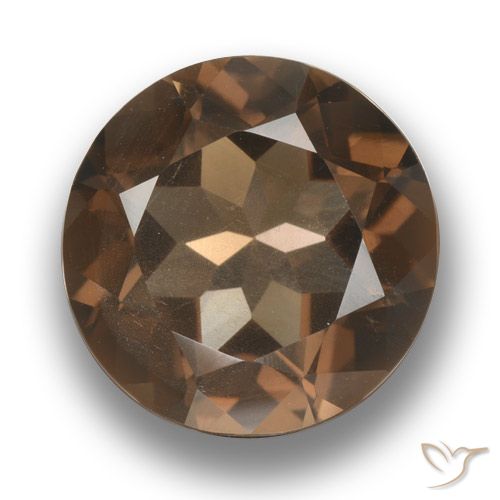 5.04ct 자연스러운 히코리 브라운 스모키 쿼츠, 둥근, VS