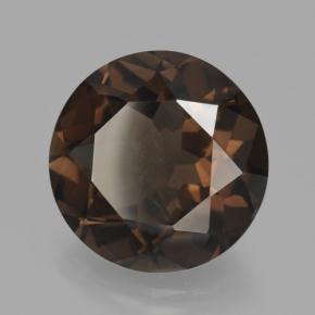 10.02캐럿 천연 미디엄 브라운 스모키 쿼츠, 라운드 컷, 15.30 mm, VVS-VS