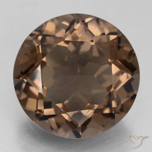 12.36ct 자연스러운 미디엄 브라운 스모키 쿼츠, 둥근, VS