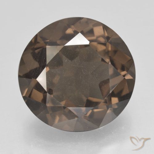 11.46ct 자연스러운 미디엄 다크 브라운 스모키 쿼츠, 둥근, VS