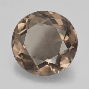 8.68캐럿 천연 미디엄 브라운 스모키 쿼츠, 라운드 컷, 14.47 mm, VVS-VS
