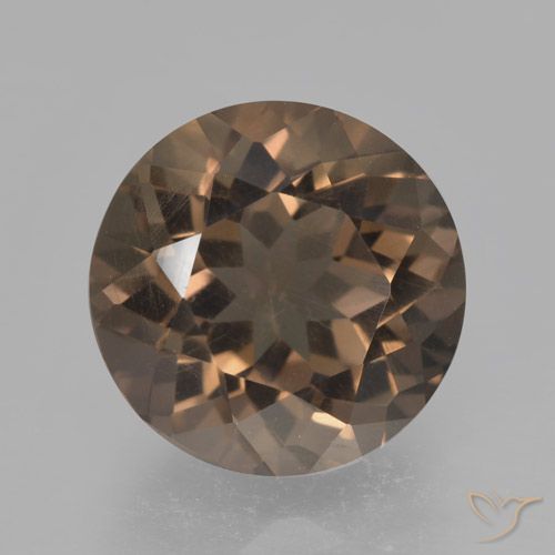 4.08ct 자연스러운 웜 브라운 스모키 쿼츠, 둥근, VVS-VS
