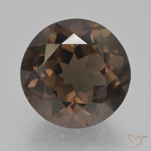 5.44ct 자연스러운 미디엄 브라운 스모키 쿼츠, 둥근, VVS-VS