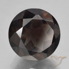 5.28캐럿 천연 딥 초콜릿 브라운 스모키 쿼츠, 라운드 컷, VVS-VS