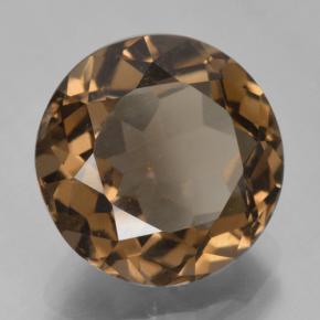 5.55캐럿 천연 미디엄 브라운 스모키 쿼츠, 라운드 컷, 11.86 mm, VVS-VS