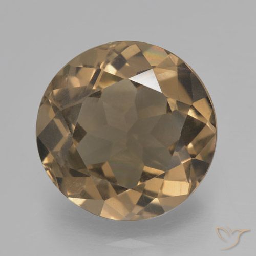 6.45ct 자연스러운 미디엄 라이트 브라운 스모키 쿼츠, 둥근, VVS-VS
