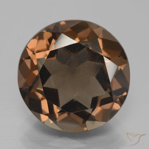 6.60ct 자연스러운 히코리 브라운 스모키 쿼츠, 둥근, VS