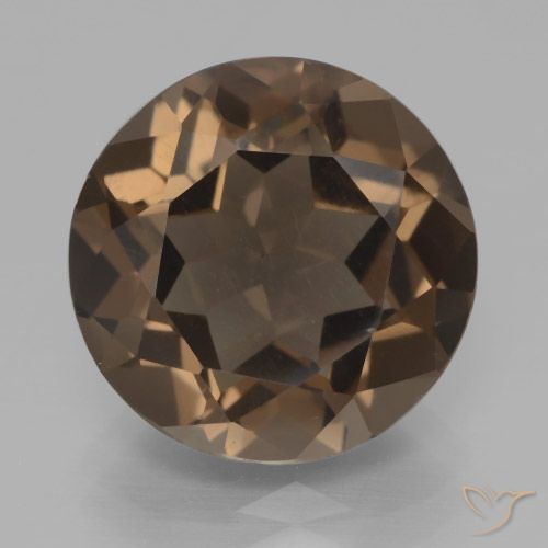 6.55ct 자연스러운 미디엄 다크 브라운 스모키 쿼츠, 둥근, VVS-VS