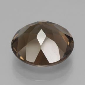 6.79캐럿 천연 웜 브라운 스모키 쿼츠, 라운드 컷, 12.83 mm, VVS-VS