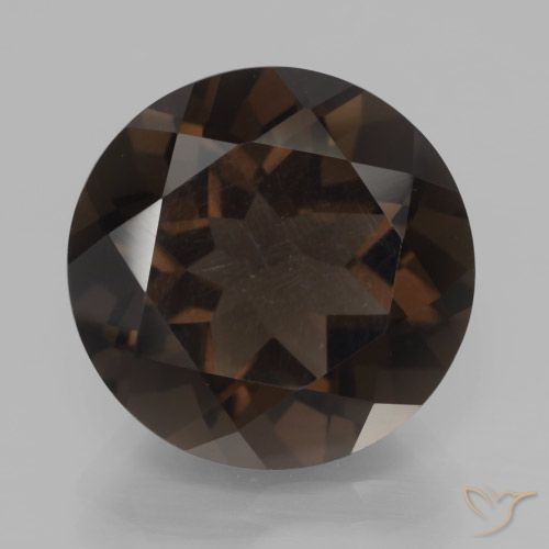 8.32ct 자연스러운 딥 초콜릿 브라운 스모키 쿼츠, 둥근, VVS-VS