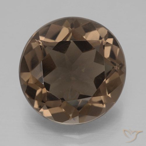 6.41ct 자연스러운 히코리 브라운 스모키 쿼츠, 둥근, VVS-VS