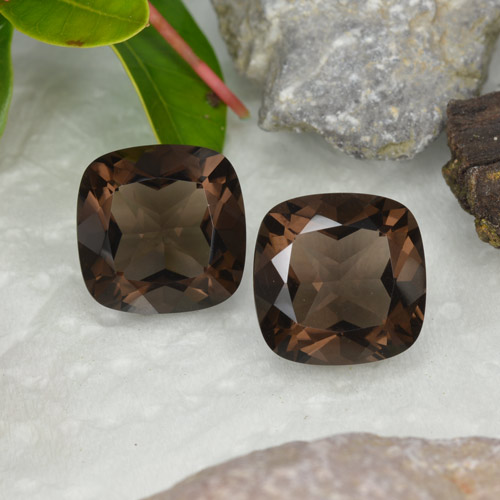 13.21캐럿 천연 미디엄 브라운 스모키 쿼츠 보석, 쿠션 컷, 12.1×12 mm, VVS-VS