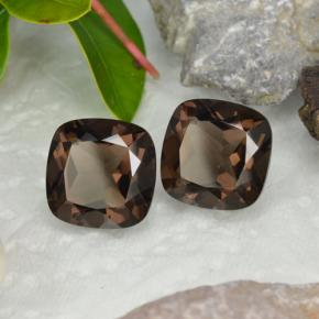 13.21캐럿 천연 미디엄 브라운 스모키 쿼츠 보석, 쿠션 컷, 12.1×12 mm, VVS-VS