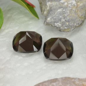 13.21캐럿 천연 미디엄 브라운 스모키 쿼츠 보석, 쿠션 컷, 12.1×12 mm, VVS-VS