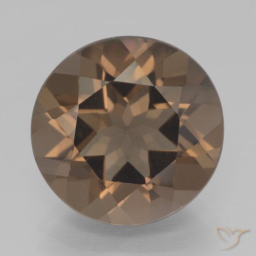 7.46ct 자연스러운 미디엄 브라운 스모키 쿼츠, 둥근, VVS-VS