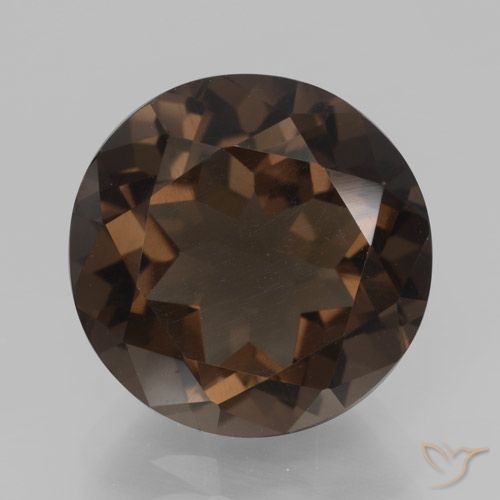 7.58ct 자연스러운 미디엄 브라운 스모키 쿼츠, 둥근, VVS-VS