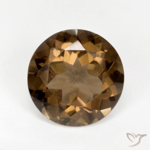 5.27ct 자연스러운 웜 브라운 스모키 쿼츠, 둥근, VVS-VS