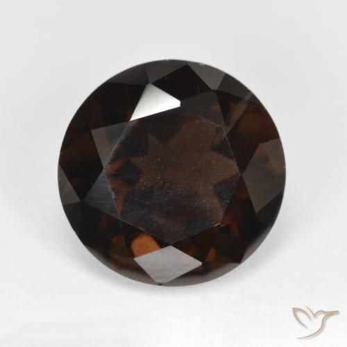 5.32ct 자연스러운 딥 초콜릿 브라운 스모키 쿼츠, 둥근, VVS