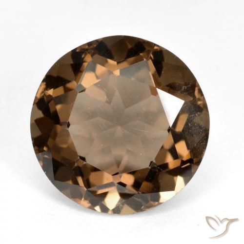 6.46ct 자연스러운 미디엄 다크 브라운 스모키 쿼츠, 둥근, VS