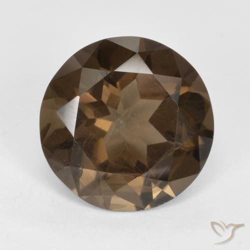 4.94ct 자연스러운 히코리 브라운 스모키 쿼츠, 둥근, VVS-VS