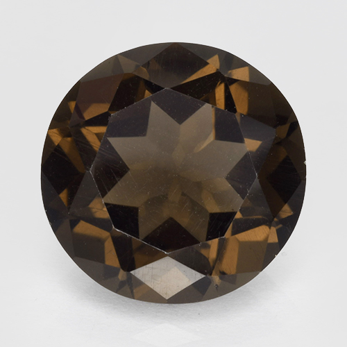 4.19캐럿 천연 히코리 브라운 스모키 쿼츠, 라운드 컷, VVS