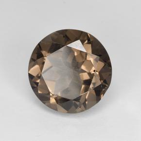 4.85캐럿 천연 미디엄 다크 브라운 스모키 쿼츠, 라운드 컷, 11.81 mm, VVS