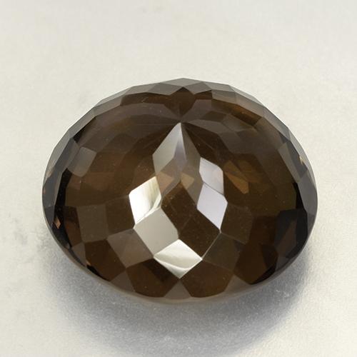 52.49캐럿 천연 초콜릿 브라운 스모키 쿼츠, 라운드 컷, 24.68 mm, VVS-VS