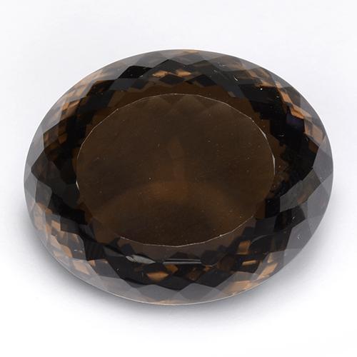 86.86캐럿 천연 초콜릿 브라운 스모키 쿼츠, 타원형 컷, 30.6×25.4 mm, IF