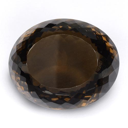 86.86캐럿 천연 초콜릿 브라운 스모키 쿼츠, 타원형 컷, 30.6×25.4 mm, IF
