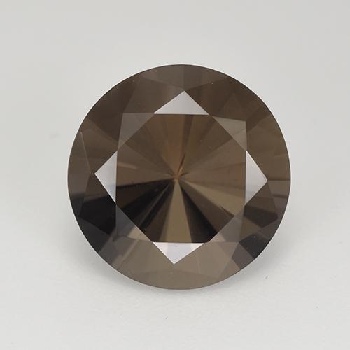 5.95캐럿 천연 다크 브라운 스모키 쿼츠, 라운드 컷, 12.11 mm, VVS