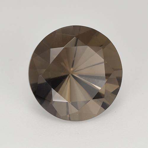 5.95캐럿 천연 다크 브라운 스모키 쿼츠, 라운드 컷, 12.11 mm, VVS